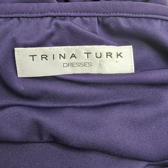 Trina Turk Womans size S Slit Sleeve Blouson Mini Dress in Purple Short Sleeve - Picture 6 of 8
